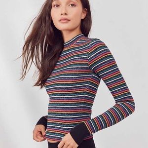 URBAN OUTFITTERS cozy mock neck striped top